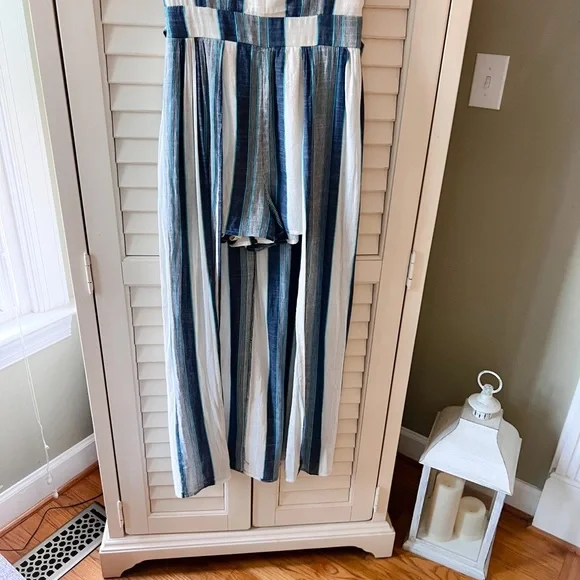 Crystal Sky Medium Blue & White Striped Romper - Picture 6 of 14